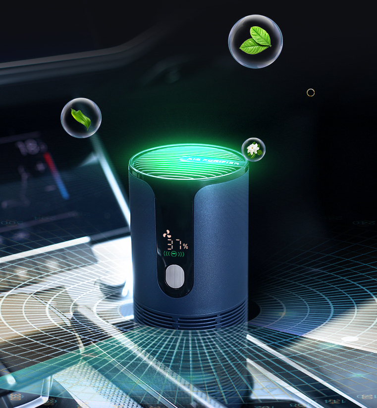 Purificador de aire para coche con iones negativos y luz UVC – Aire limpio en cada trayecto