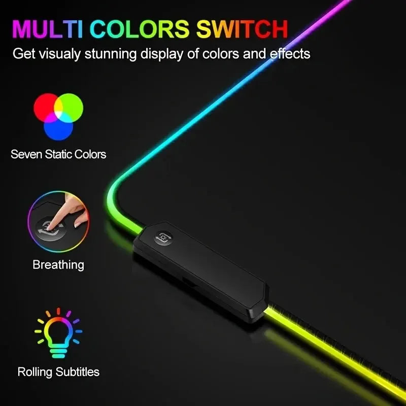 Alfombrilla Gaming RGB con Luz LED y Base Antideslizante – Tamaño XL