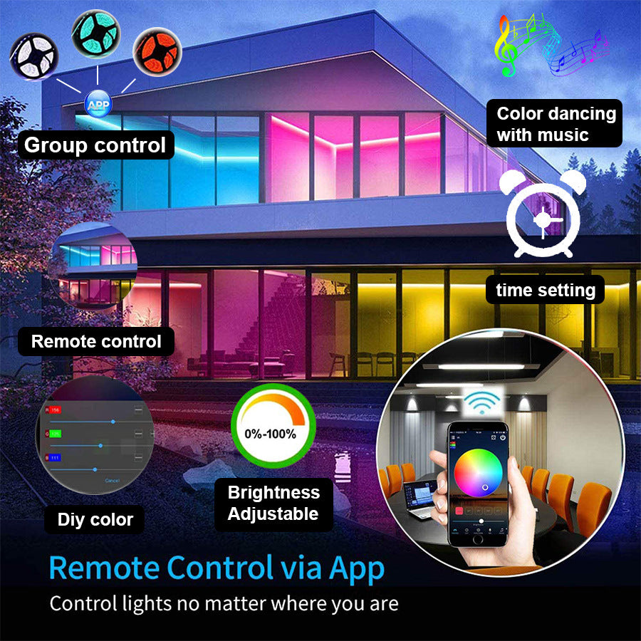 Tira LED RGB WiFi + Bluetooth 5050 Impermeable | 5M a 30M | Control Remoto y App
