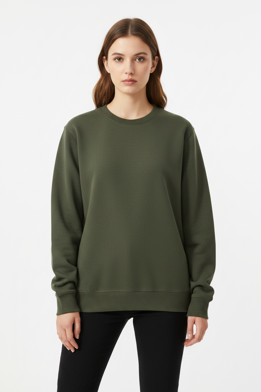 Modelo con sudadera Olive Green