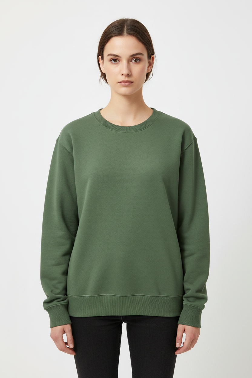 Modelo con sudadera Matcha Verde